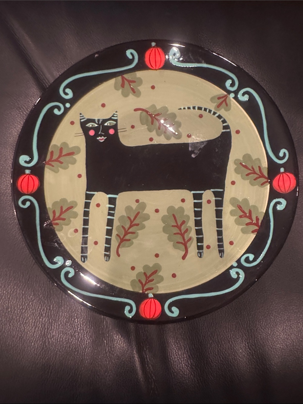 Sharon Bloom Black Cat Plate
